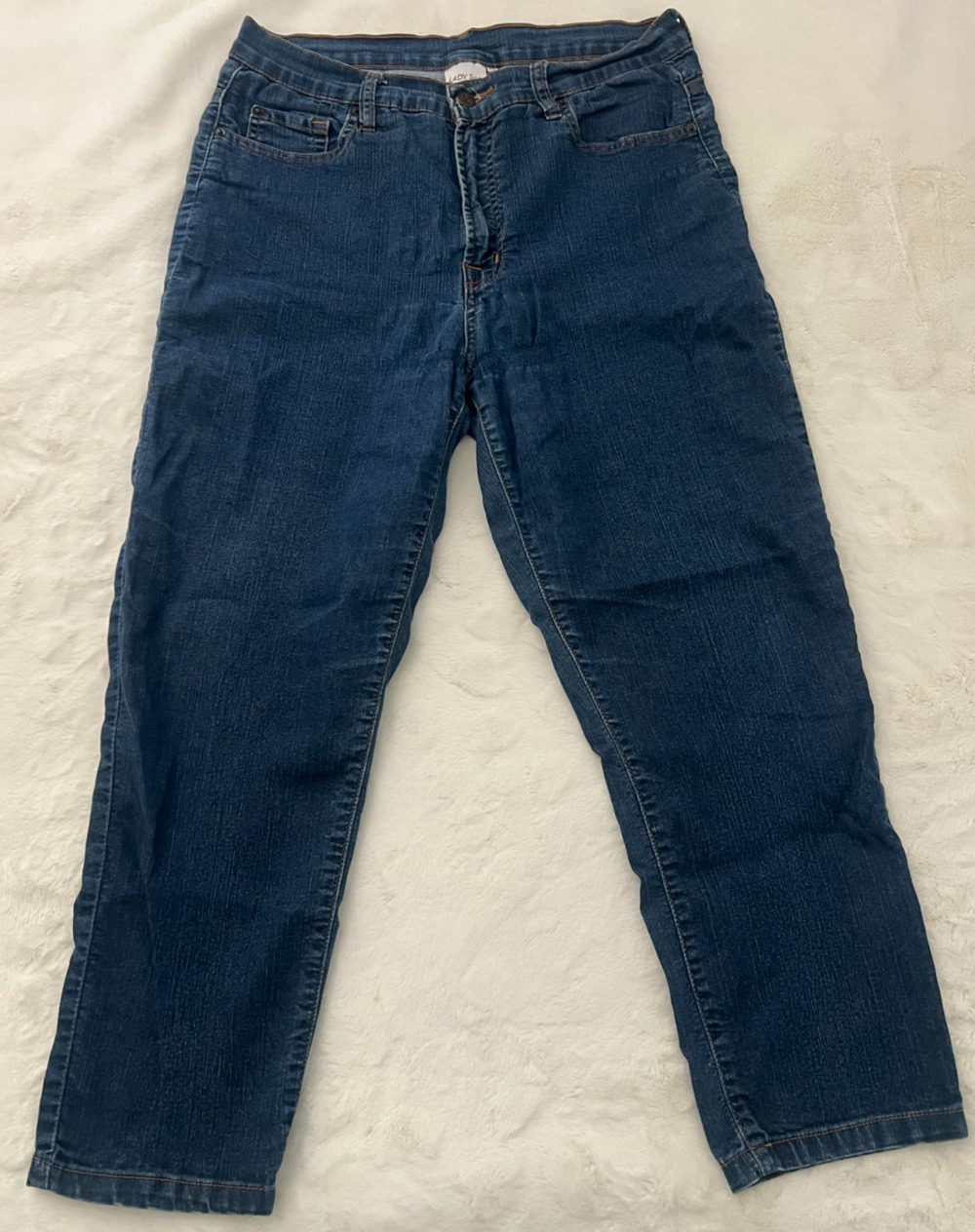 Lady Sun Womens Jeans Size 36 Blue Denim Straight Leg Mid Rise Stretch Pants EUW